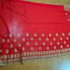 Saree Vermelho Bordado com Fios Dourados e Pedrarias com dupatta inclusa