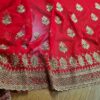 Saree Vermelho Bordado com Fios Dourados e Pedrarias com dupatta inclusa