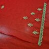 Saree Vermelho Bordado com Fios Dourados e Pedrarias com dupatta inclusa
