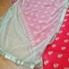 Saree Vermelho Bordado com Fios Dourados e Pedrarias com dupatta inclusa