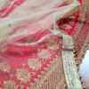 Saree Vermelho Bordado com Fios Dourados e Pedrarias com dupatta inclusa