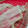 Saree Vermelho Bordado com Fios Dourados e Pedrarias com dupatta inclusa