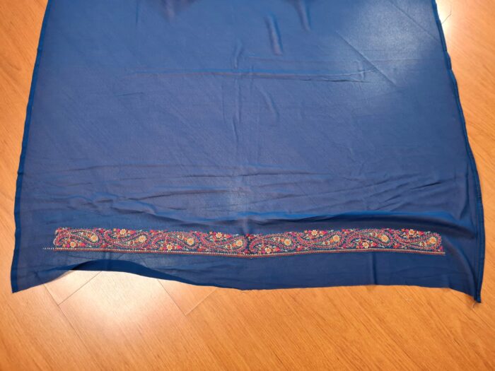 Saree Kashmiri Aari Work Bordado à Mão com Fios de Seda Coloridos