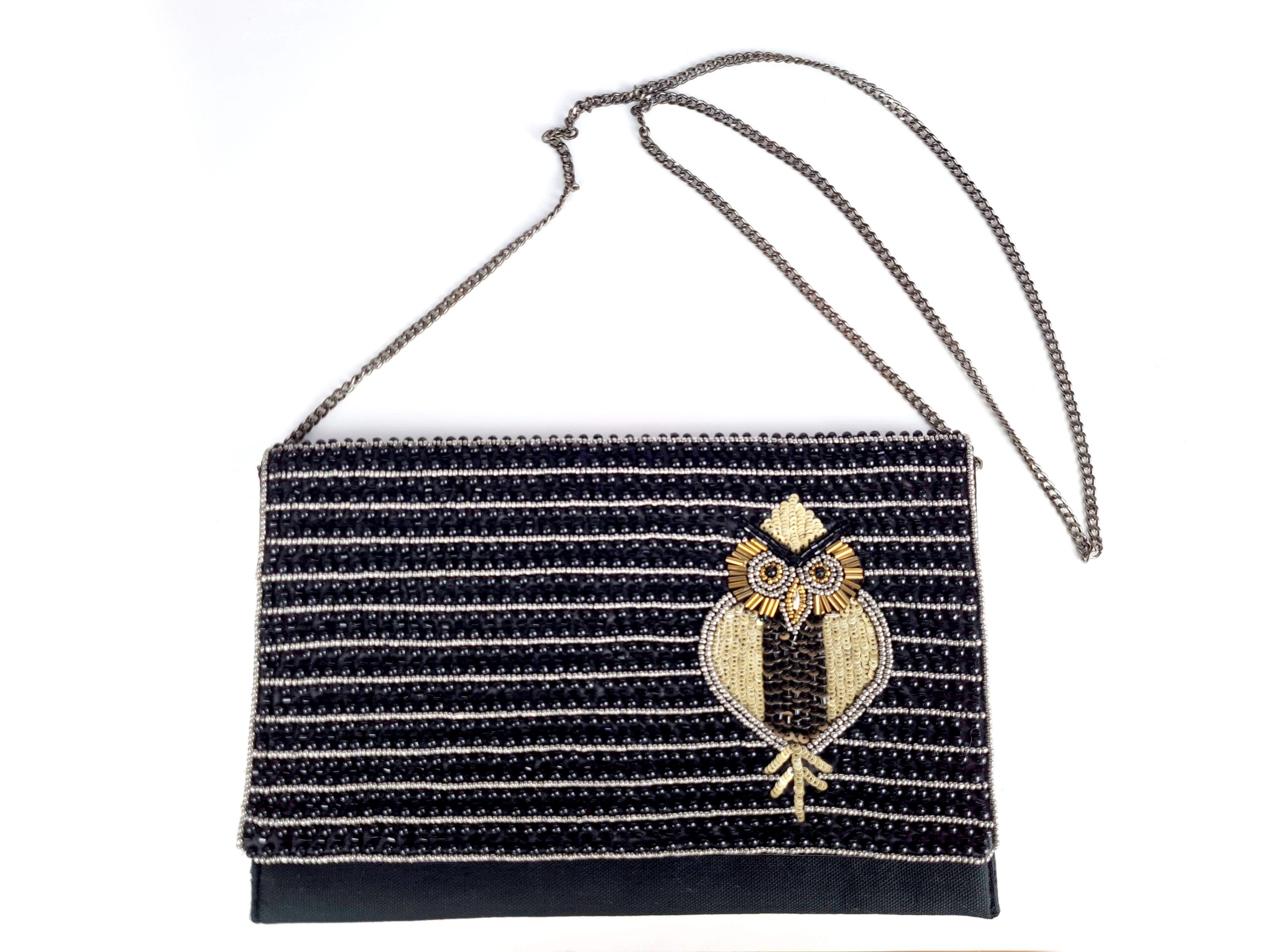 Bolsa indiana clutch carteira toda bordada com design de Coruja