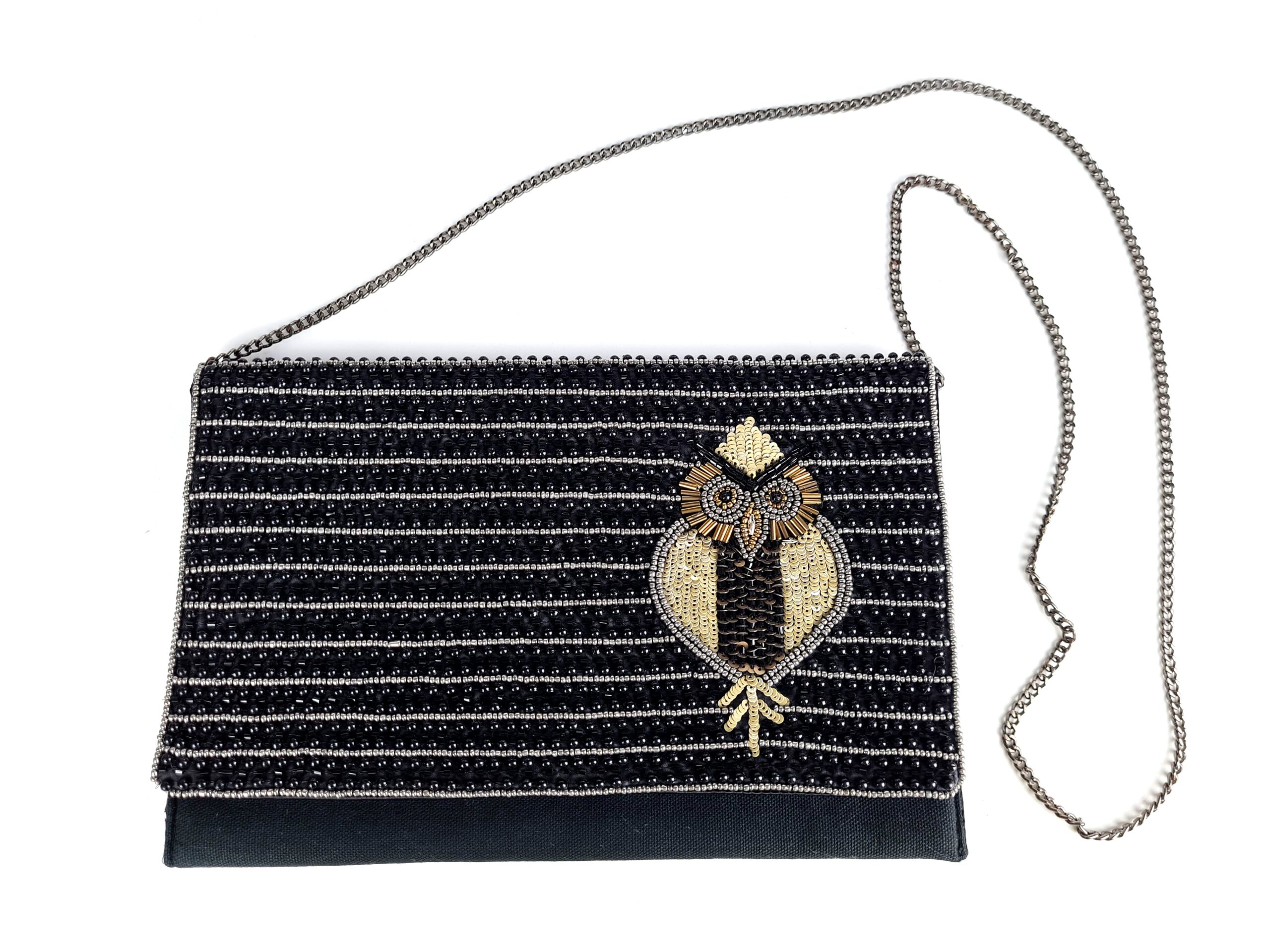Bolsa indiana clutch carteira toda bordada design de Coruja
