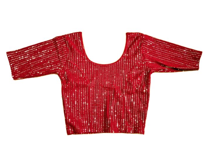 Choli para usar com Saree vermelha com lantejoulas douradas G