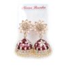 20250927_123818 Brinco indiano Meenakari Jhumka sino floral vermelho rubi esmaltado