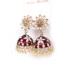 20250927_123821 Brinco indiano Meenakari Jhumka sino floral vermelho rubi esmaltado