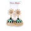 Brinco indiano Meenakari Jhumka sino floral verde esmaltado
