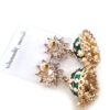 Brinco indiano Meenakari Jhumka sino floral verde esmaltado