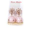 20250927_123924 Brinco indiano Meenakari Jhumka sino floral rosa claro esmaltado