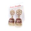 Brinco indiano Meenakari Jhumka sino vermelho esmaltado com pérolas
