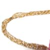 Bolsa indiana de festa de tecido rosa e dourado com alça de pérolas