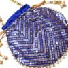 Bolsa indiana de festa de tecido bordado azul alça de pérolas