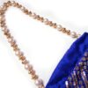 Bolsa indiana de festa de tecido bordado azul alça de pérolas