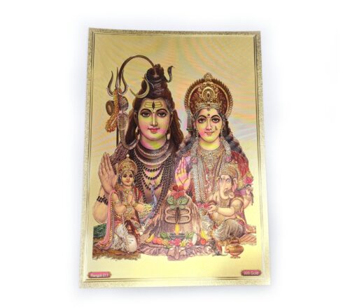 20251222_192620 Folha laminada dourada para enquadrar e pendurar Shiva e família