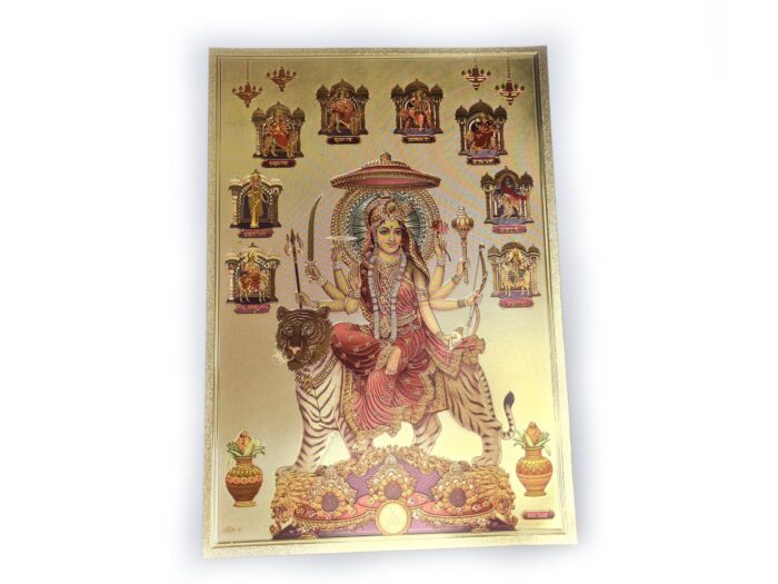 Folha laminada dourada para decorar Deusa Durga (Navadurga) e suas 9 formas