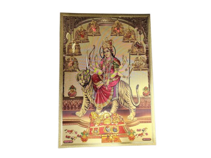 Folha laminada dourada para decorar Deusa Durga (Navadurga) e suas 9 formas