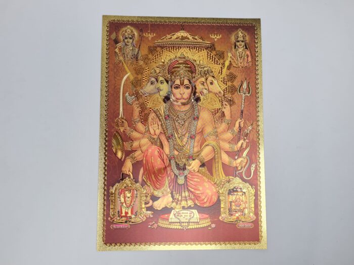 20251222_192703 Folha laminada dourada para enquadrar Hanuman 5 faces