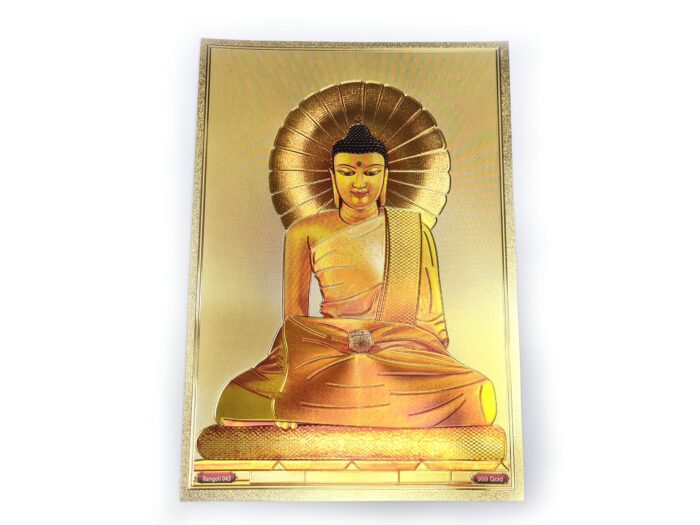 Folha laminada dourada para decorar Buda minimalista
