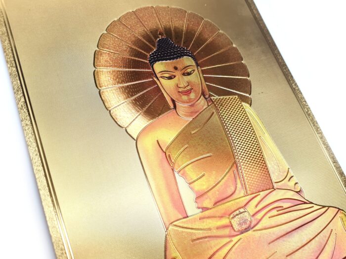 Folha laminada dourada para decorar Buda minimalista