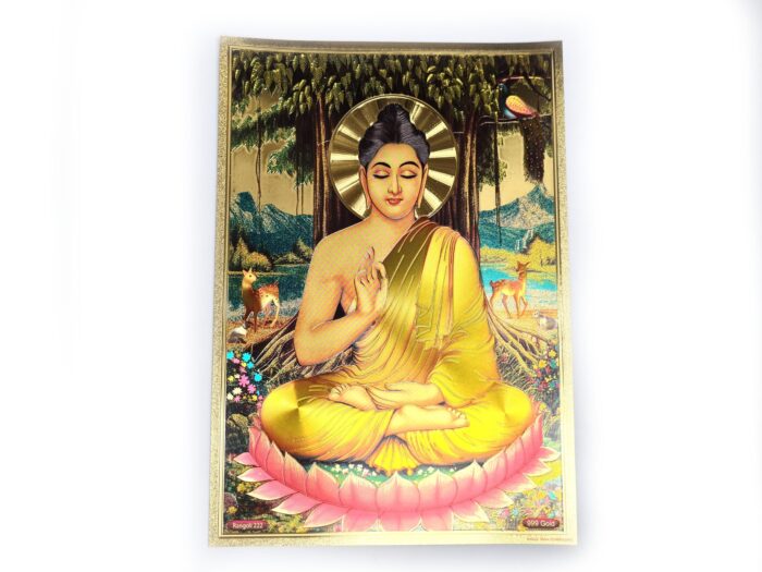 Folha laminada dourada para decorar Buda sobre Flor de Lótus