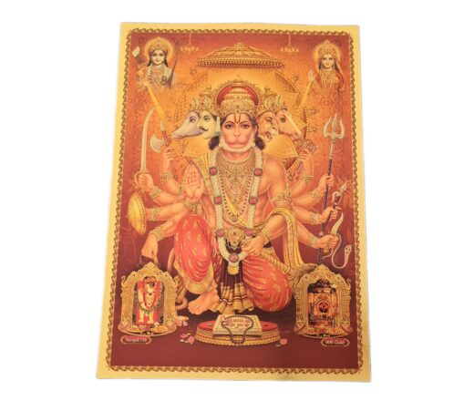 Folha laminada dourada para enquadrar Hanuman 5 faces Panchamukhi