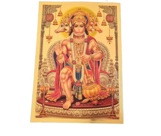 Folha laminada dourada para enquadrar Hanuman 5 faces Panchamukhi