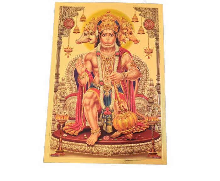 Folha laminada dourada para enquadrar Hanuman 5 faces Panchamukhi
