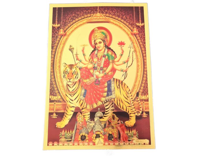 Folha laminada dourada para decorar Deusa Durga 30 x 21cm