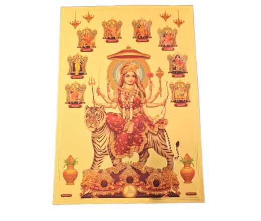 Folha laminada dourada para decorar Deusa Durga (Navadurga) e suas 9 formas