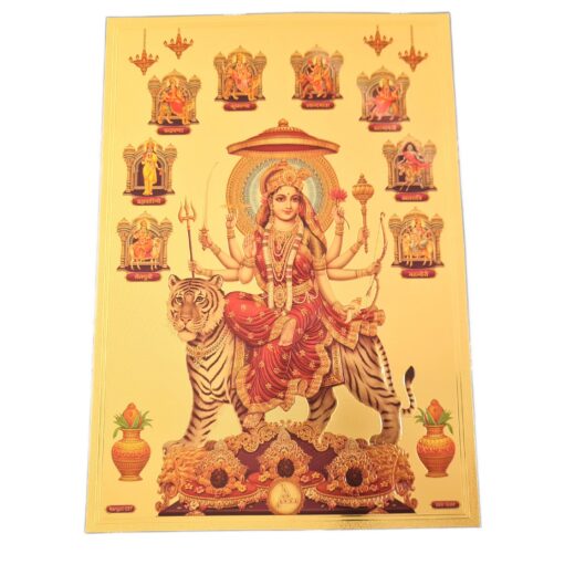 Folha laminada dourada para decorar Deusa Durga (Navadurga) e suas 9 formas