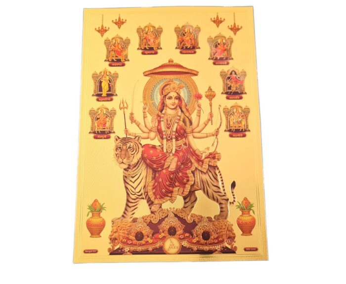 Folha laminada dourada para decorar Deusa Durga (Navadurga) e suas 9 formas