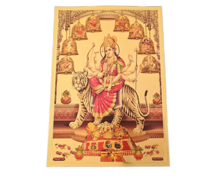 Folha laminada dourada para decorar Deusa Durga (Navadurga) e suas 9 formas