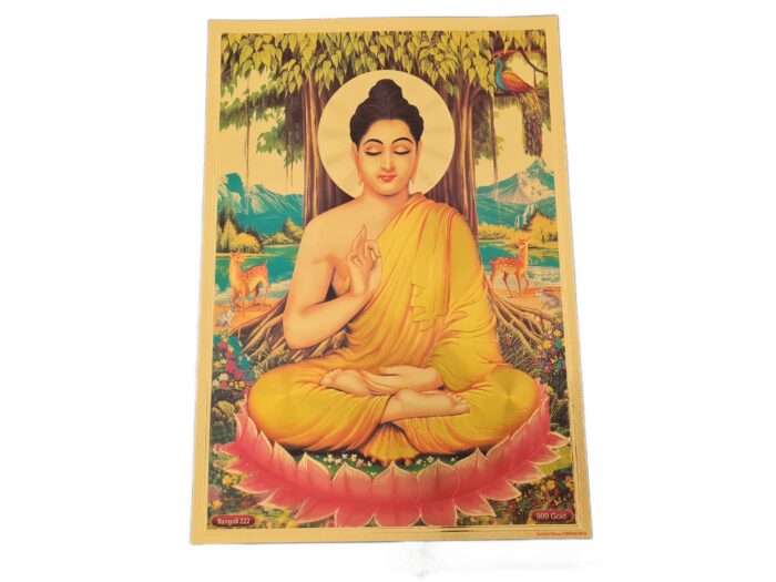 Folha laminada dourada para decorar Buda sobre Flor de Lótus