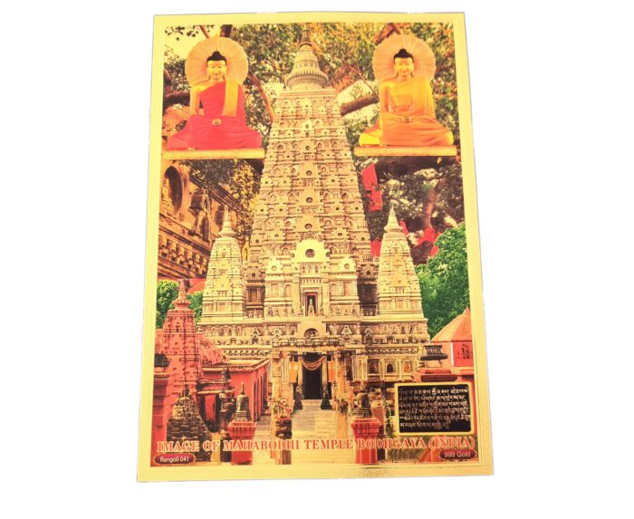 Folha laminada dourada para decorar Buda Meditando Bodhi Tree