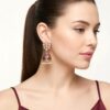 Brinco indiano Meenakari Jhumka sino vermelho esmaltado com pérolas