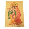 Folha laminada dourada decorativa Krishna e sua consorte Radha