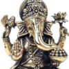 Estátua de Lord Ganesha Fine Art em metal dourado 10cm