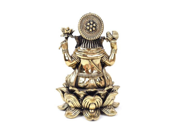 Estátua de Lord Ganesha Fine Art em metal dourado 10cm