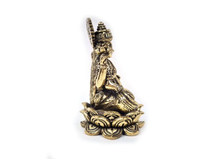 Estátua da Deusa Saraswati Fine Art em metal dourado 10cm