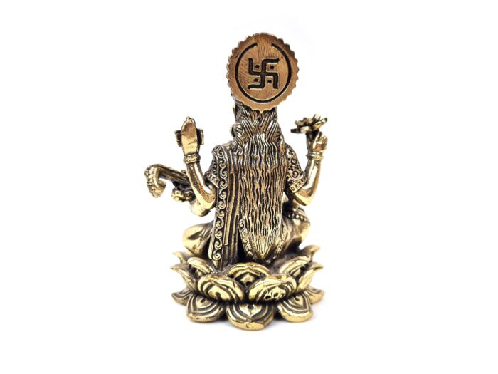 Estátua da Deusa Saraswati Fine Art em metal dourado 10cm