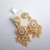 Brinco indiano Meenakari rosa salmão com berloques e pérolas