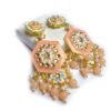 Brinco indiano Meenakari rosa salmão com berloques e pérolas