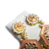 Brinco indiano Meenakari rosa salmão com berloques e pérolas