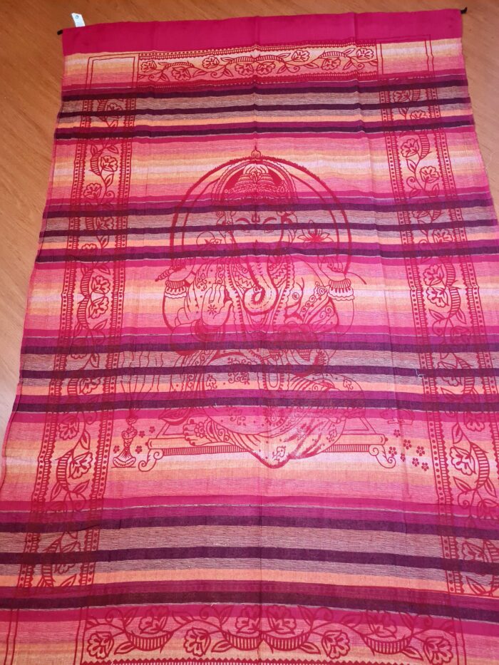 20251226_132704 Panô indiano algodão estampa de Ganesha (215 cm x 140 cm) tons quentes