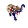 Elefante de metal esmaltado com técnica cloisonné azul com pérolas e pedras
