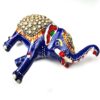 Elefante de metal esmaltado com técnica cloisonné azul com pérolas e pedras