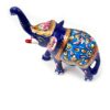 Elefante de metal esmaltado com técnica cloisonné azul claro e color 9cm
