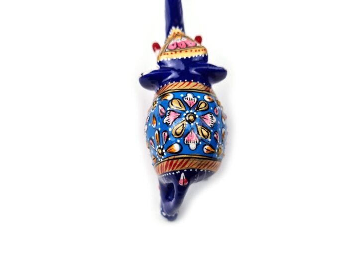 Elefante de metal esmaltado com técnica cloisonné azul claro e color 9cm
